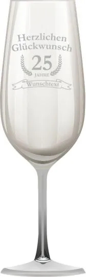 Party Sektglas mit Gravur Herzlichen Glckwunsch - mit Wunschtext und Jahreszahl