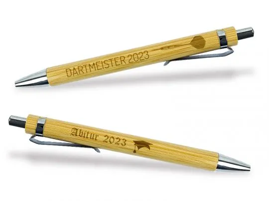 Kugelschreiber aus Bambus mit persnlicher Laser-Gravur