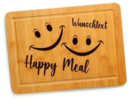 Schneidebrett - Happy Meal - mit deinem Wunschtext oder Namen