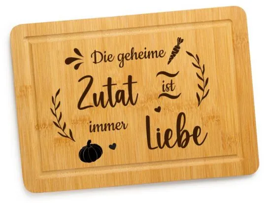 Schneidebrett - Die geheime Zutat ist immer Liebe 💑 - Bambus 30 x 20 cm