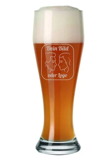 Weizenbierglas Bayern mit persnlicher Foto-Gravur