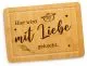 Schneidebrett - Hier wird mit Liebe gekocht ♥ - Bambus 30 x 20 cm