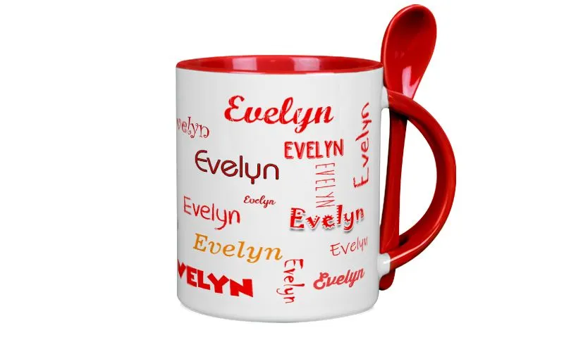 Roter Lffelbecher mit Namen oder Wunschtext bedrucken