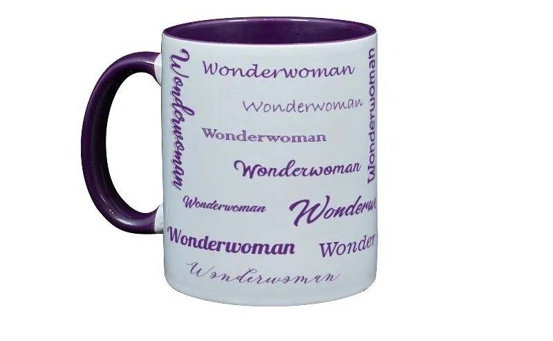 Lila Kaffee-Becher mit Deinem Namen bedruckt