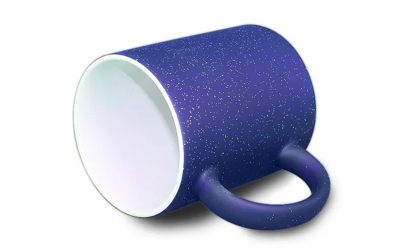 Matt blaue Zaubertasse mit Glitter-Effekt