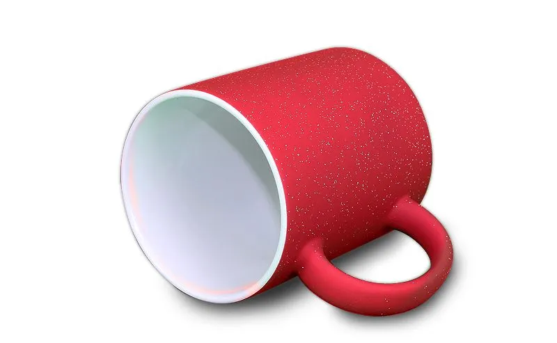 Matt rote Zaubertasse mit Glitter-Effekt