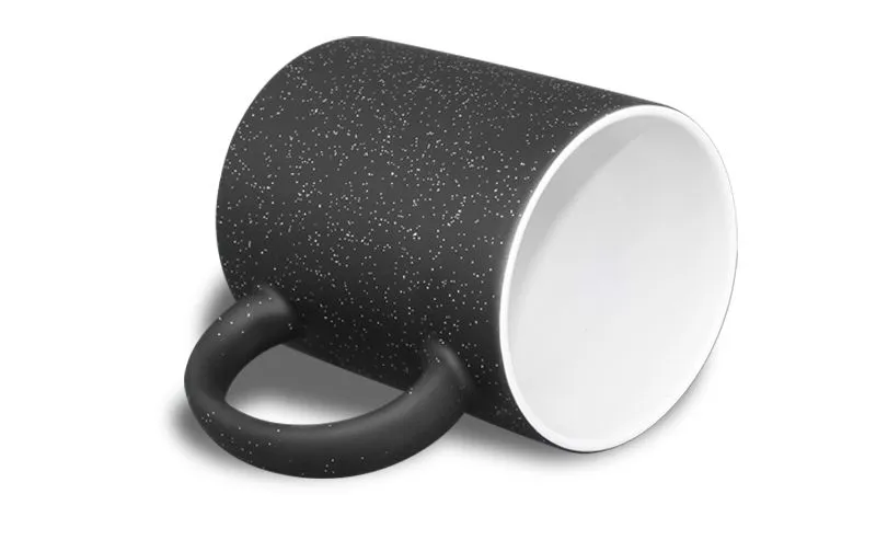 Matt schwarze Magic Mug mit Glitter-Effekt