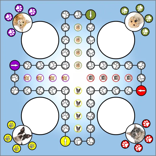 Dog und Cat Spielbrett fr 4 Personen zum selbst gestalten