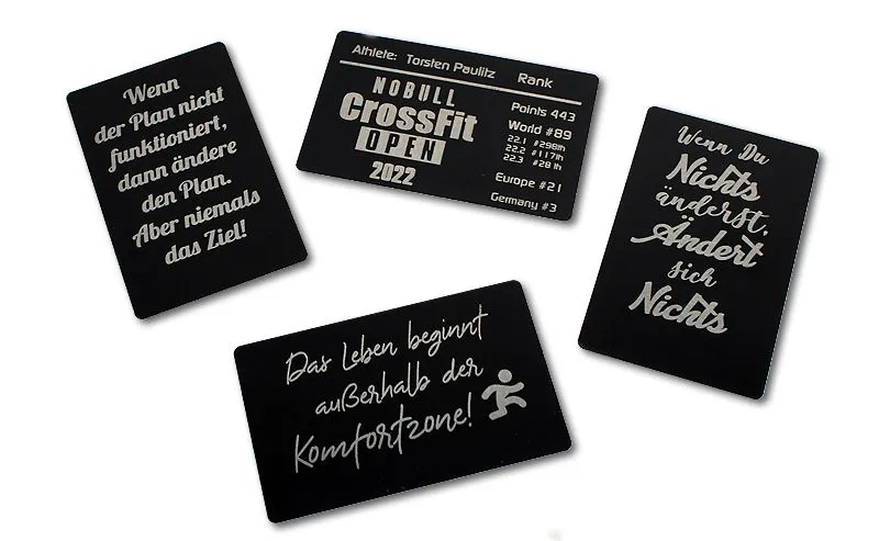 Metall Visitenkarte schwarz mit Gravur - 0,5 mm