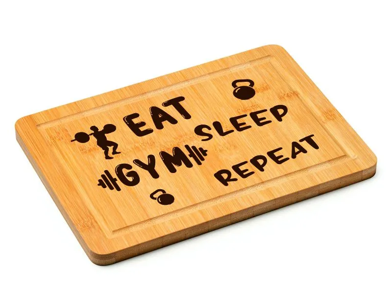 Schneidebrett - Eat Sleep Gym Repeat 💪