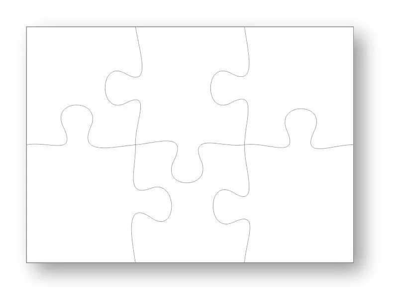 Holzpuzzle mit 6 Teilen in 4 Gren von 15 bis 30 cm