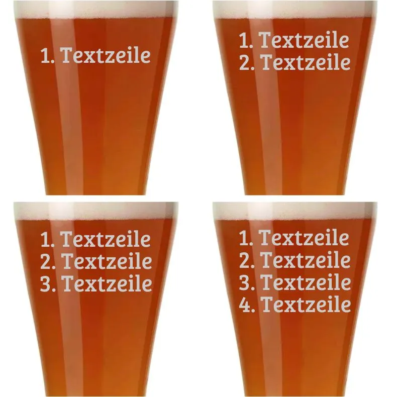 Weizenbierglas mit bis zu 4 Zeilen Wunschtext. Einfach Text eingeben, Schriftart whlen & bestellen. Das perfekte Mnnergeschenk.