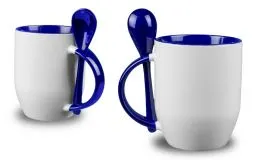 Blaue Lffel-Tasse mt Fotodruck