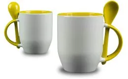 Gelbe Lffeltasse mt Fotodruck