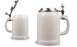 Bierseidel lichtgrau mit Deckel inkl. Fotodruck