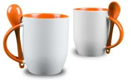 Orange Lffeltasse mit Fotodruck