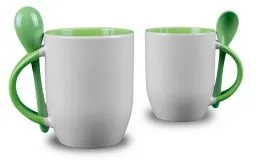 Pastell grne Lffeltasse mt Fotodruck