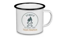 Emaille Becher, 450 ml, Rand schwarz