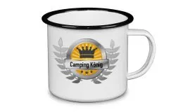 Emaille Becher, 350 ml, Rand schwarz