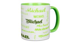 Hellgrüne Tasse mit Deinem Namen oder Wunschtext bedruckt