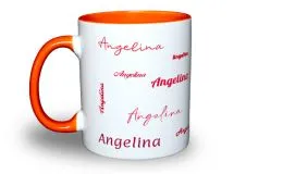 Orange Namenstasse mit Ihren Wunschnamen
