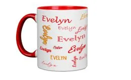 Orange Namenstasse mit Ihren Wunschnamen