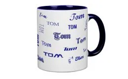 Namenstasse in Dunkelblau mit Ihren Namen in verschiedenen Schriften