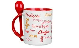 Roter Lffelbecher mit Namen oder Wunschtext bedrucken
