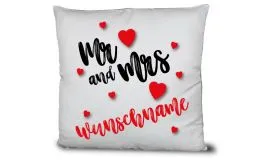 Mr. & Mrs. Liebes-Kissen mit Namen oder Wunschtext