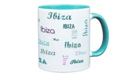 Namenstasse in Trkis mit Wunschtext oder Wunschnamen farbig bedruckt