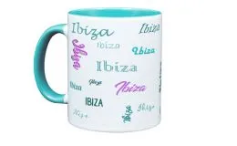 Namenstasse in Trkis mit Wunschtext oder Wunschnamen farbig bedruckt