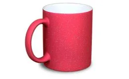 Matt rote Zaubertasse mit Glitter-Effekt