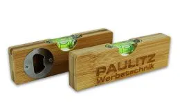 Wasserwaage mit Flaschenffner und Laser-Gravur zum selbst gestalten