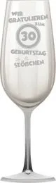Party Sektglas mit Gravur Wir Gratulieren - Jahreszahl frei whlbar