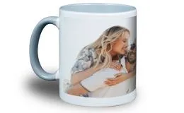 Graue Fototasse bedruckt mit deinem Foto oder Wunschtext