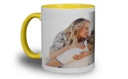 Fototasse in gelb mit deinem Foto oder Wunschtext