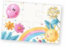 Holzpuzzle mit 6 Teilen in 4 Gren von 15 bis 30 cm