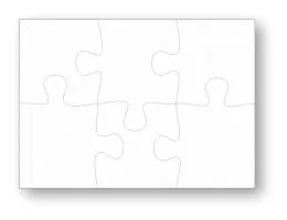 Holzpuzzle mit 6 Teilen in 4 Gren von 15 bis 30 cm