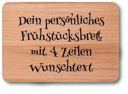Frhstcksbrettchen aus Holz mit 4 Zeilen Text-Gravur